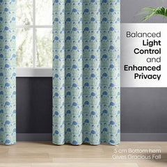 Cotton Printed Pack Of 2 Curtain Rosette Blue - Cotton Printed Curtains | haus & kinder