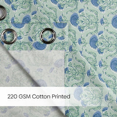 Cotton Printed Pack Of 2 Curtain Rosette Blue - Cotton Printed Curtains | haus & kinder