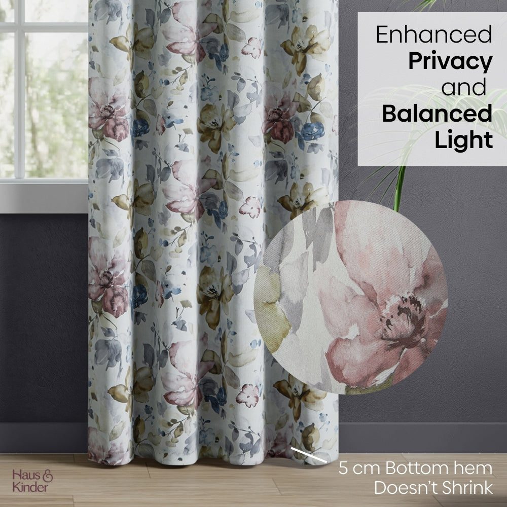 Polyester Printed Blackout Door Curtains Petal Poetry, Multi