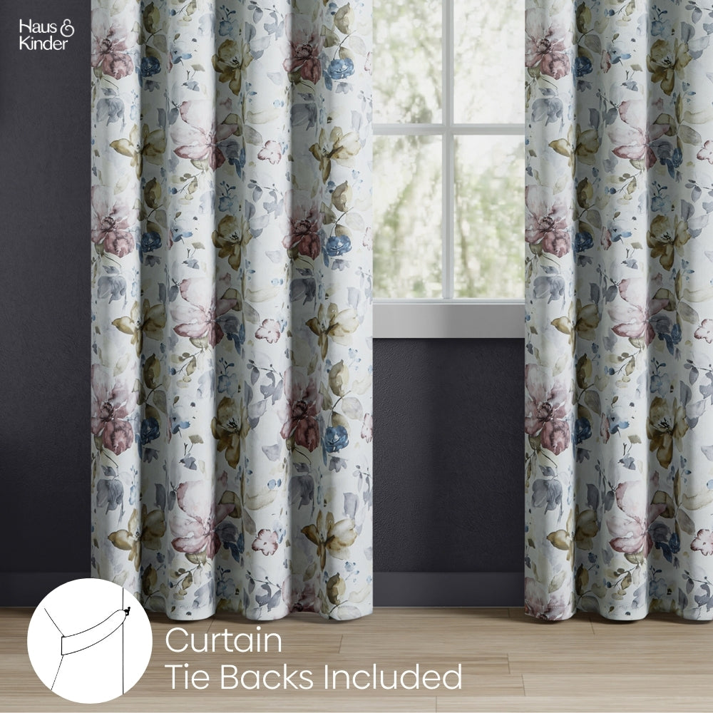 Polyester Printed Blackout Door Curtains Petal Poetry, Multi