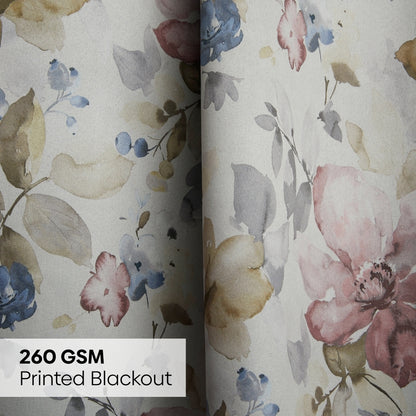 Polyester Printed Blackout Door Curtains Petal Poetry, Multi