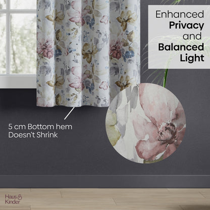 Polyester Printed Blackout Window Curtains Petal Poetry, Multi