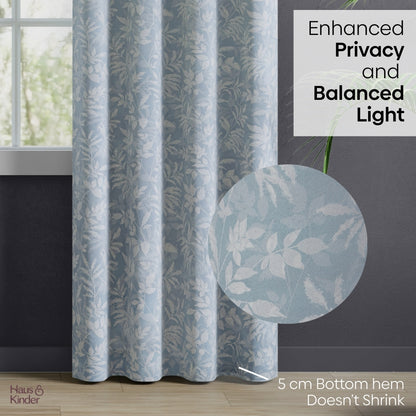 Polyester Printed Blackout Door Curtains Misty Fern, Dusty Blue