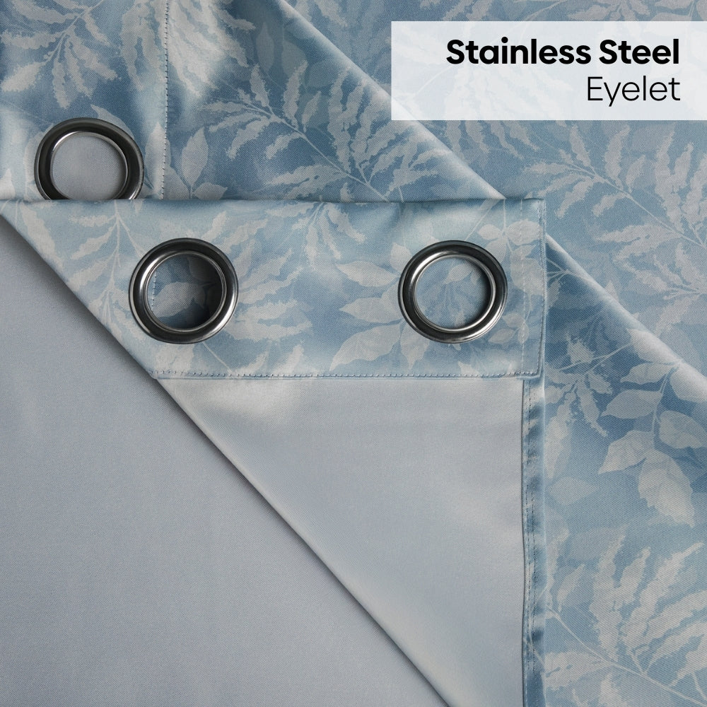 Polyester Printed Blackout Curtains Misty Fern, Dusty Blue
