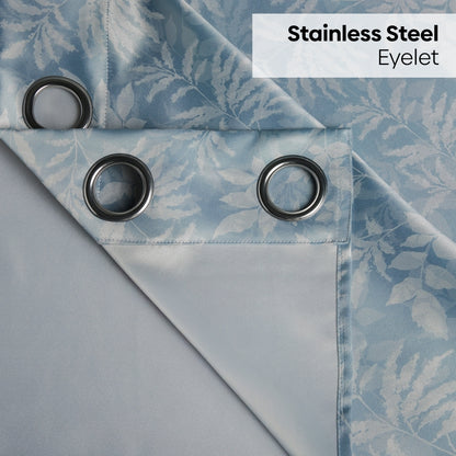 Polyester Printed Blackout Door Curtains Misty Fern, Dusty Blue