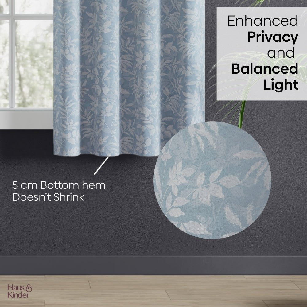 Polyester Printed Blackout Window Curtains Misty Fern, Dusty Blue