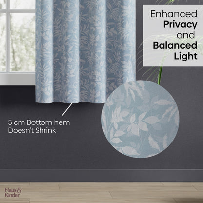 Polyester Printed Blackout Window Curtains Misty Fern, Dusty Blue