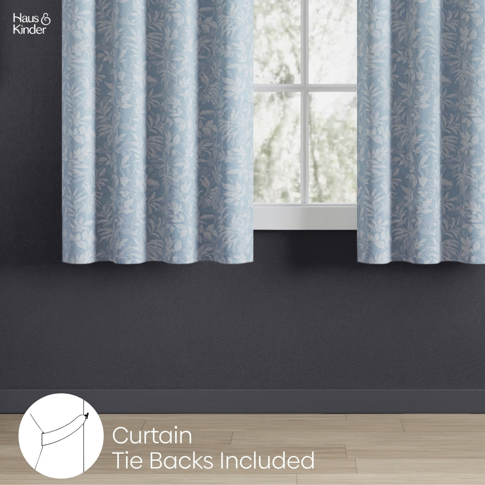 Polyester Printed Blackout Window Curtains Misty Fern, Dusty Blue