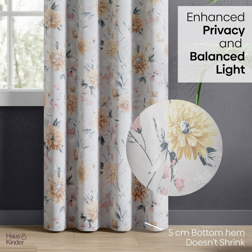 Polyester Printed Blackout Door Curtains Amber Petals, Multi