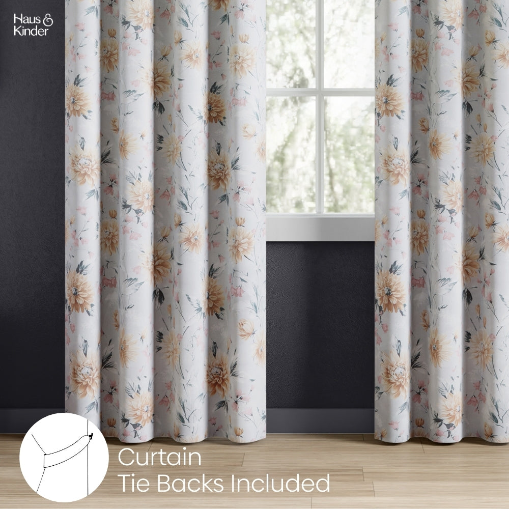 Polyester Printed Blackout Door Curtains Amber Petals, Multi