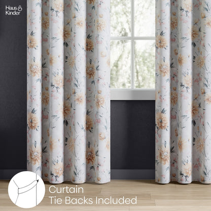 Polyester Printed Blackout Door Curtains Amber Petals, Multi