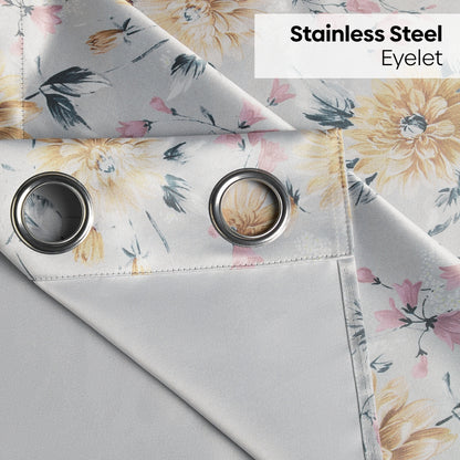 Polyester Printed Blackout Door Curtains Amber Petals, Multi