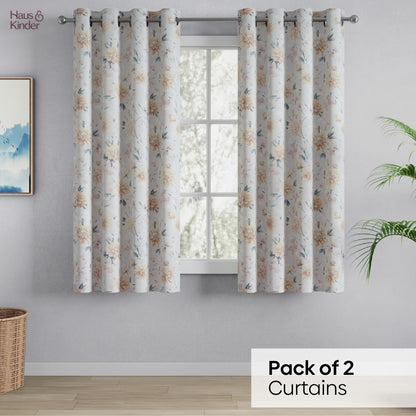 Polyester Printed Blackout Window Curtains Amber Petals, Multi