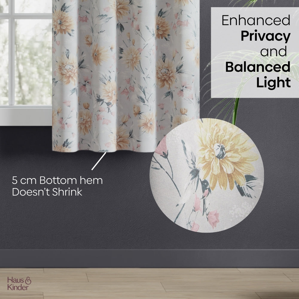 Polyester Printed Blackout Window Curtains Amber Petals, Multi