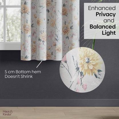 Polyester Printed Blackout Window Curtains Amber Petals, Multi