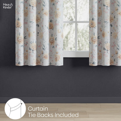 Polyester Printed Blackout Window Curtains Amber Petals, Multi