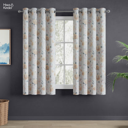 Polyester Printed Blackout Window Curtains Amber Petals, Multi