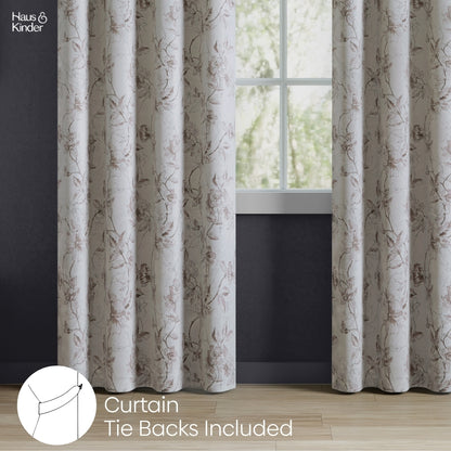 Polyester Printed Blackout Curtains Sepia Blossoms, Multi