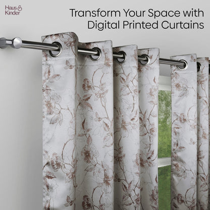Polyester Printed Blackout Window Curtains Sepia Blossoms, Multi