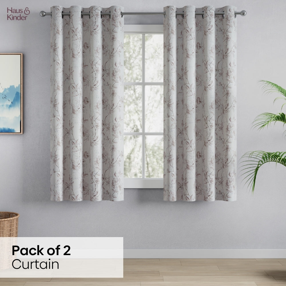Polyester Printed Blackout Curtains Sepia Blossoms, Multi