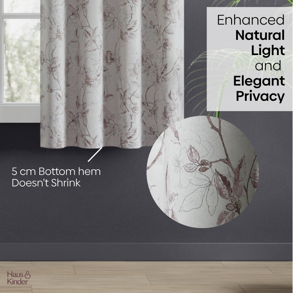 Polyester Printed Blackout Curtains Sepia Blossoms, Multi