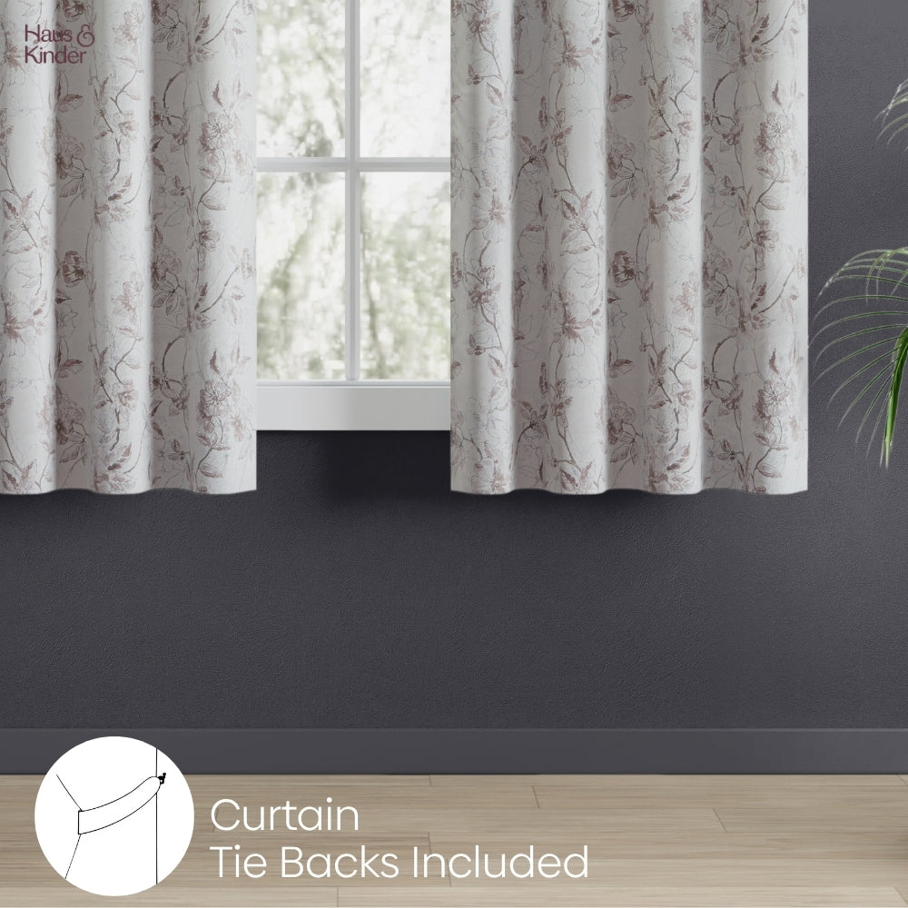Polyester Printed Blackout Curtains Sepia Blossoms, Multi
