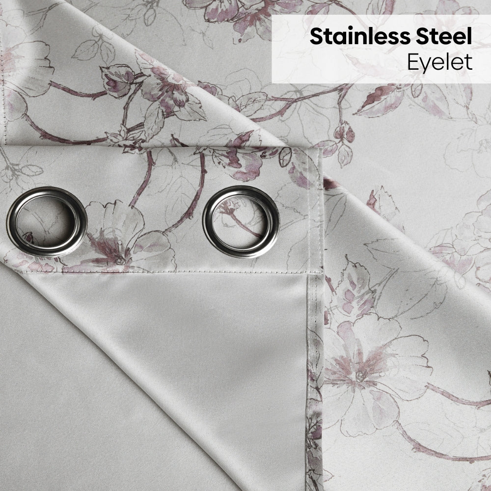 Polyester Printed Blackout Curtains Sepia Blossoms, Multi