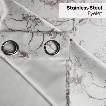 Polyester Printed Blackout Curtains Sepia Blossoms, Multi