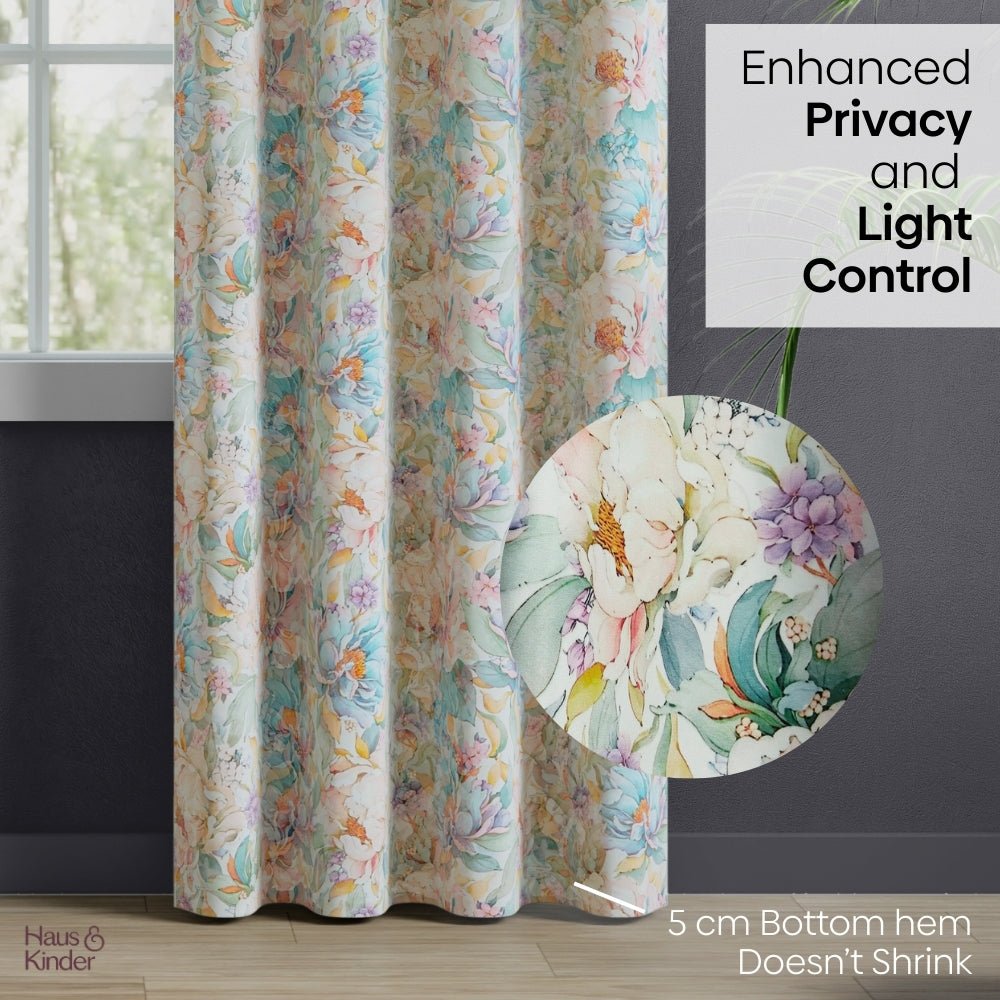 Polyester 3-Pass Blackout Curtain Blossom Serenade, Multicolor - Blackout Curtains | haus & kinder
