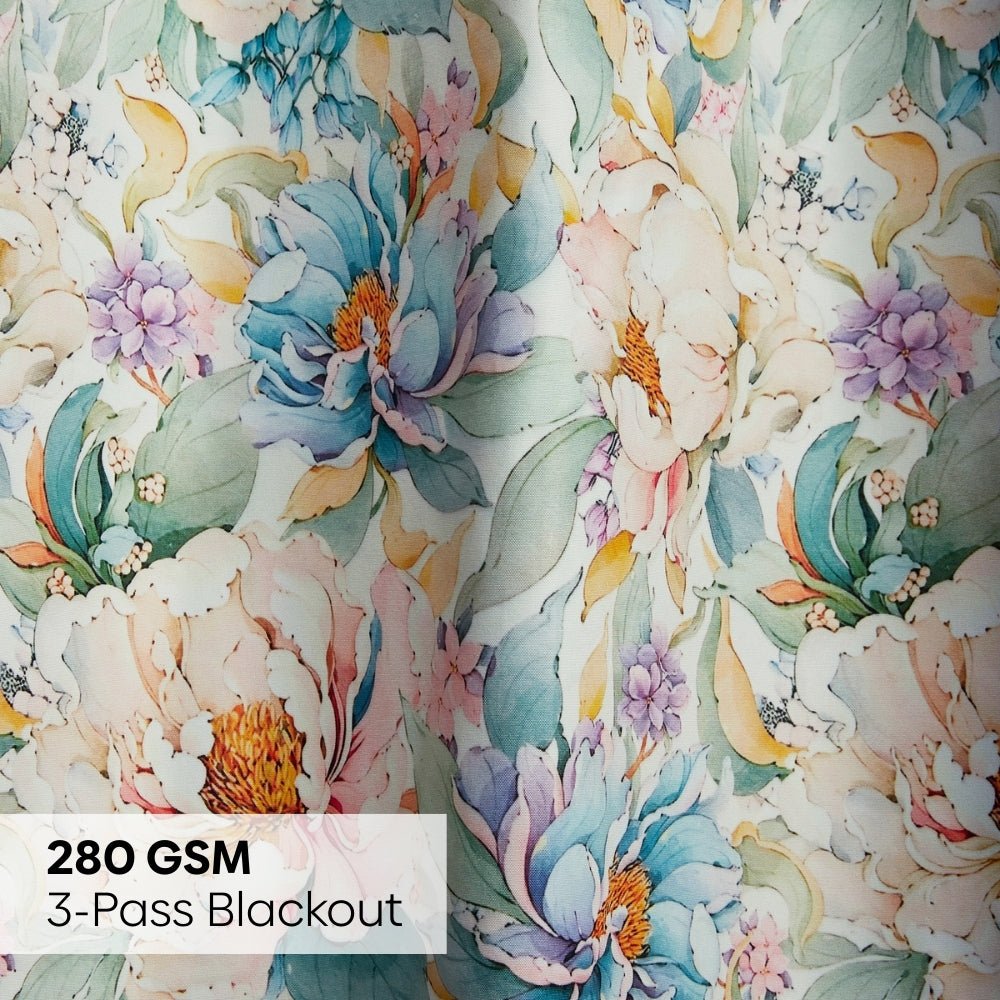 Polyester 3-Pass Blackout Curtain Blossom Serenade, Multicolor - Blackout Curtains | haus & kinder