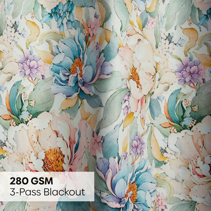 Polyester 3-Pass Blackout Curtain Blossom Serenade, Multicolor