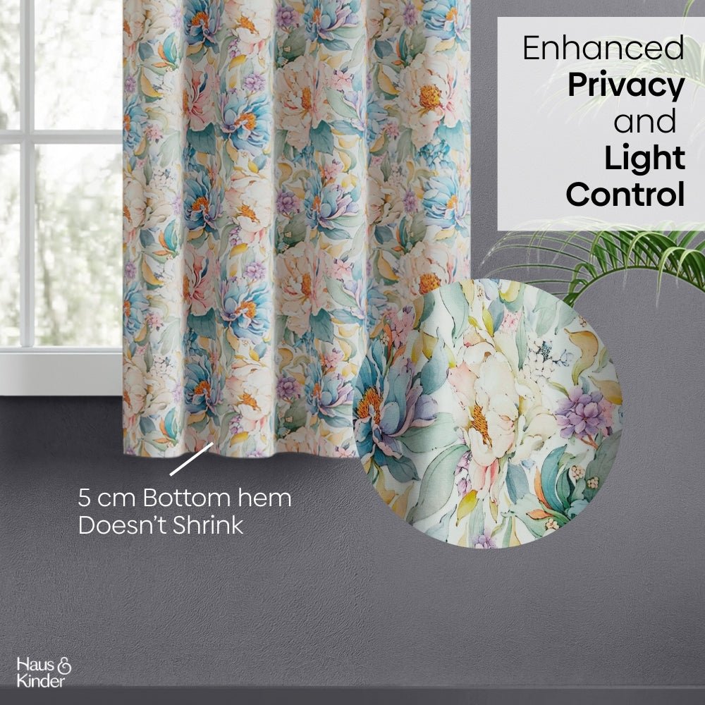 Polyester 3-Pass Blackout Curtain Blossom Serenade, Multicolor - Blackout Curtains | haus & kinder