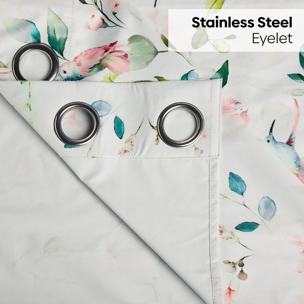 Polyester 3-Pass Blackout Curtain Blushing Hummingbird, Multicolor - Blackout Curtains | haus & kinder