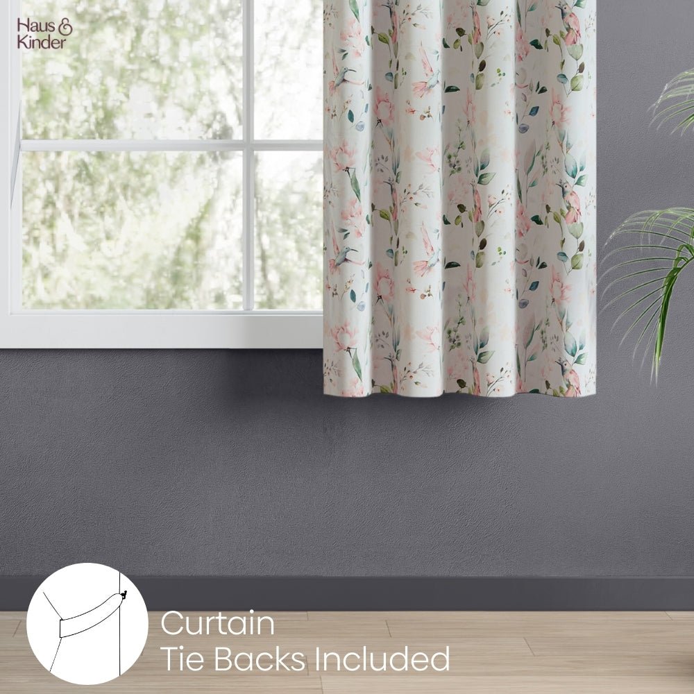 Polyester 3-Pass Blackout Curtain Blushing Hummingbird, Multicolor - Blackout Curtains | haus & kinder