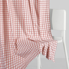 Petal Plaids Decorative Embroidered Cotton Door Curtain, Blush - Decorative Sheer | haus & kinder