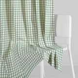 Petal Plaids Decorative Embroidered Cotton Door Curtain, Sage Green - Decorative Sheer | haus & kinder
