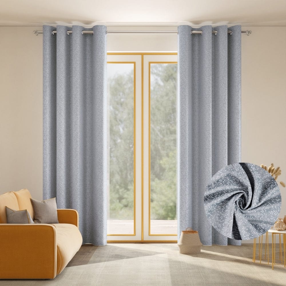 Willow Breeze Curtain Set, Frost Blue - Jacquard Curtains | haus & kinder
