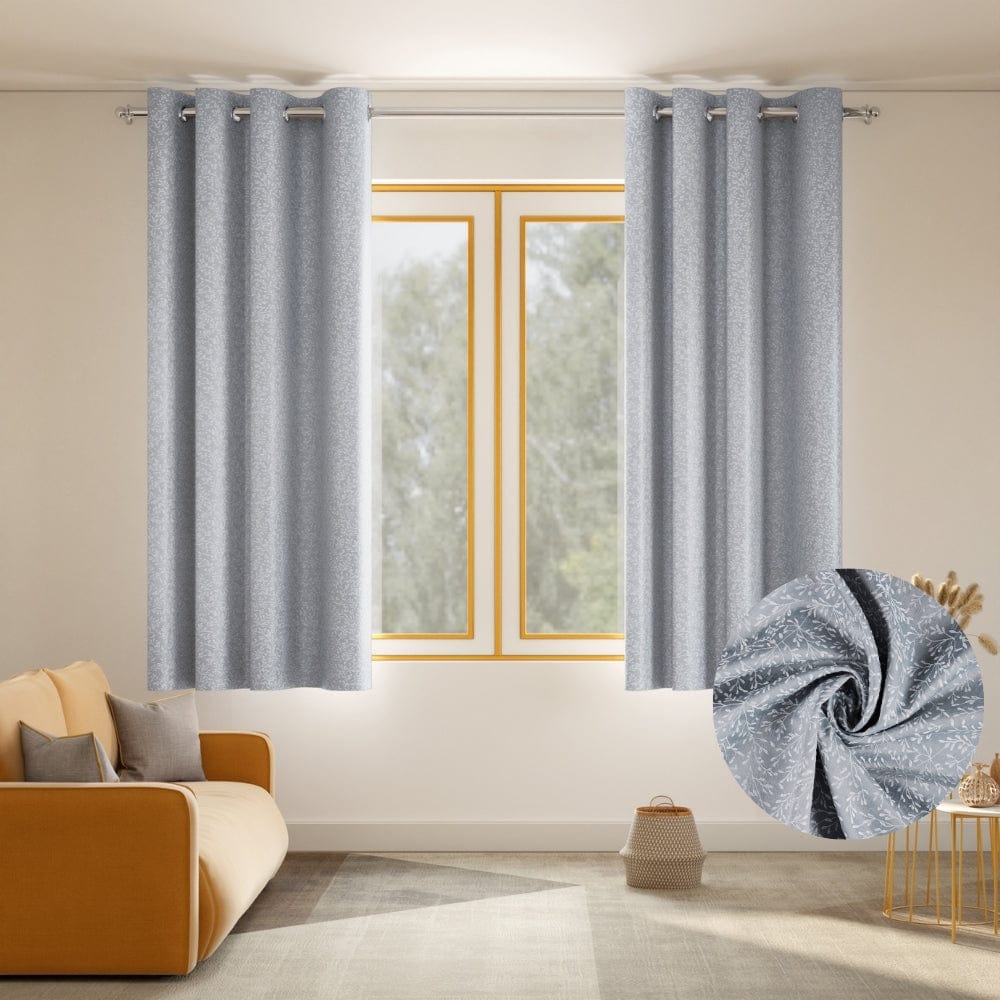Willow Breeze Curtain Set, Frost Blue - Jacquard Curtains | haus & kinder