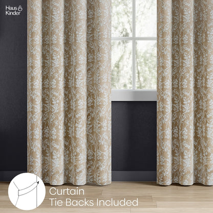 Polyester Jacquard  Curtains Shadowlace Fern, Stone