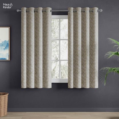 Polyester Jacquard  Curtains Shadowlace Fern, Stone