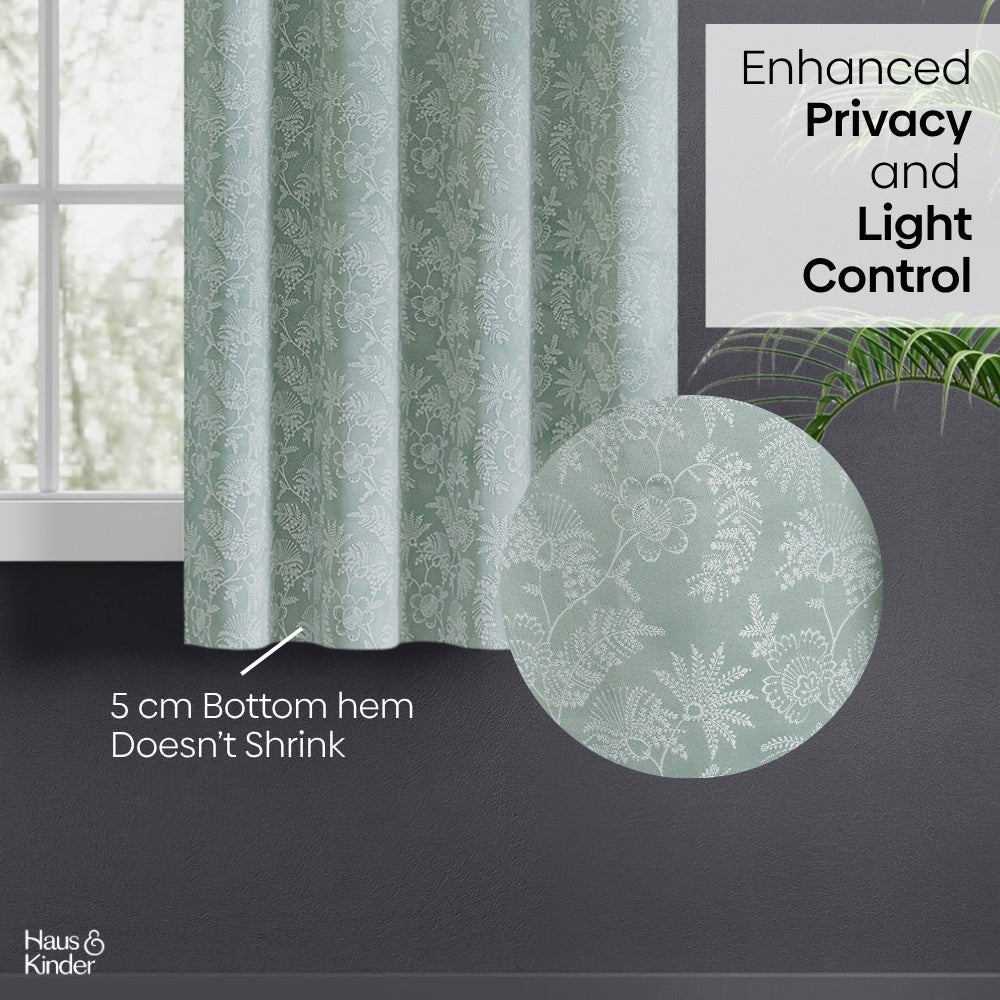 Polyester Jacquard Curtains Verdant Bloom, Mint - Jacquard Curtains | haus & kinder