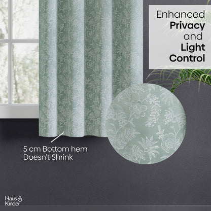 Polyester Jacquard  Curtains Verdant Bloom, Mint