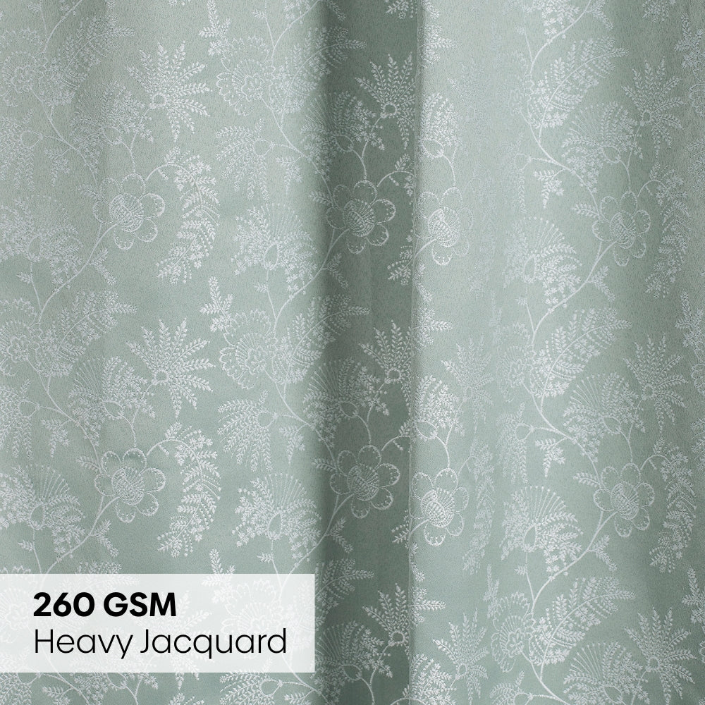 Polyester Jacquard  Curtains Verdant Bloom, Mint