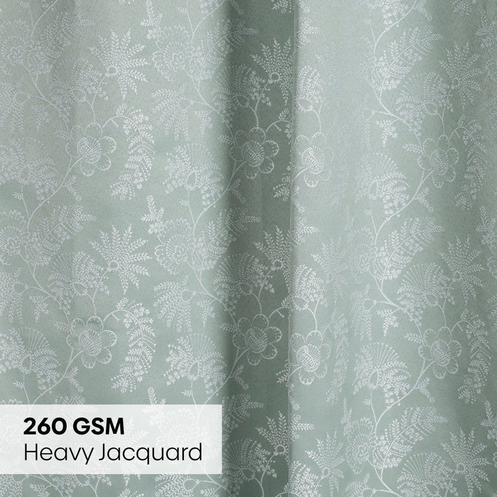Polyester Jacquard Curtains Verdant Bloom, Mint - Jacquard Curtains | haus & kinder