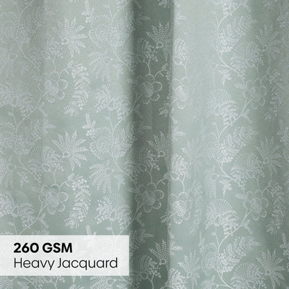 Polyester Jacquard  Curtains Verdant Bloom, Mint