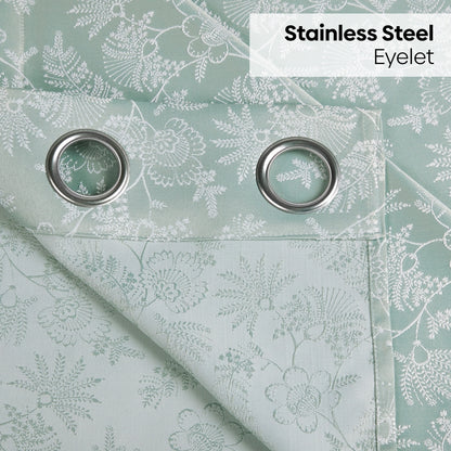 Polyester Jacquard  Curtains Verdant Bloom, Mint