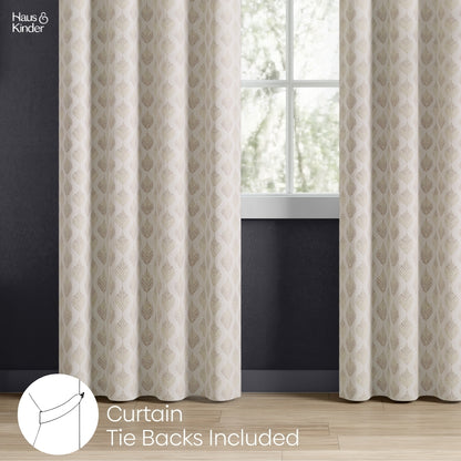 Polyester Jacquard  Curtains Champagne Crest, Stone