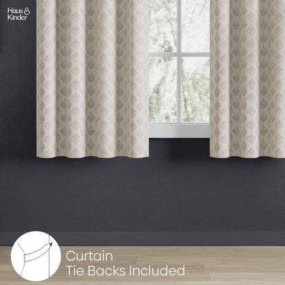 Polyester Jacquard  Curtains Champagne Crest, Stone