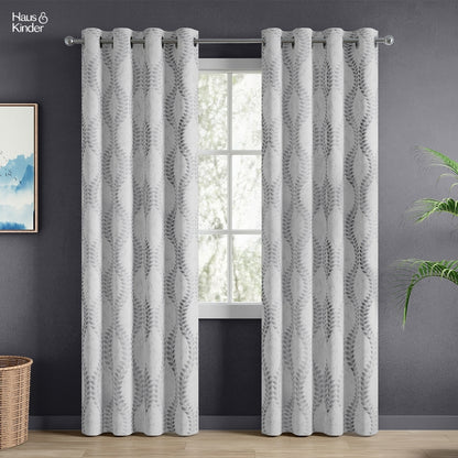 Polyester Jacquard  Curtain SliverGroove Emboss, Grey