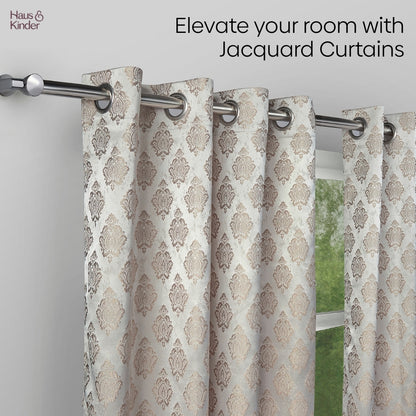 Polyester Jacquard  Curtain Stonehaven Damask, Stone